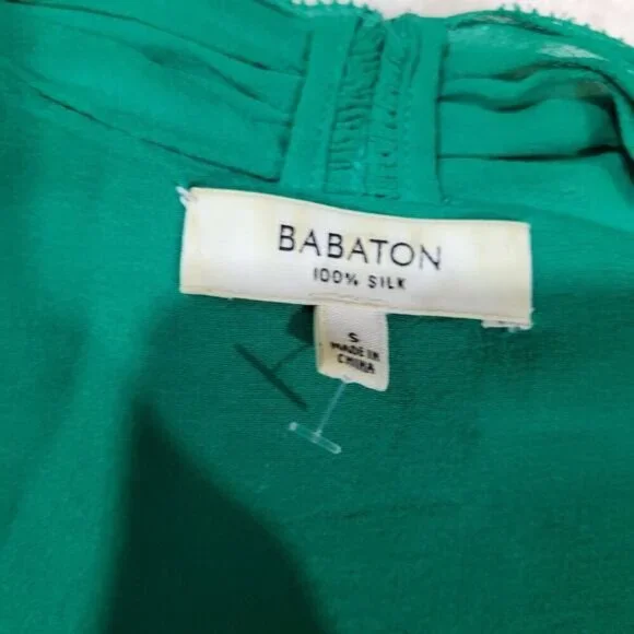 Aritzia Babaton Green Silk‎ Ruffled Blouse - Size Small - Picture 4 of 8